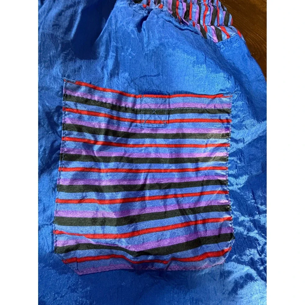 VTG‎ Pro Spirit Mens Blue Nylon Swim Trunks Shorts Large 90s Striped Waistband